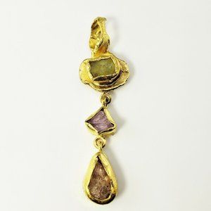 Handmade 21 Karat Yellow Gold and Glass Pendant